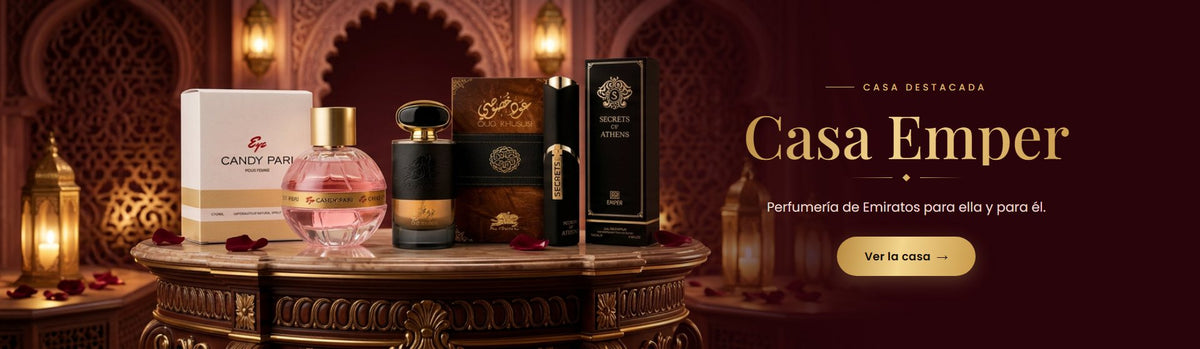 Casa Emper: perfumes árabes de Emiratos para ella y para él, Candy Pari, Oud Khususi y Secrets of Athens en ambiente de palacio árabe